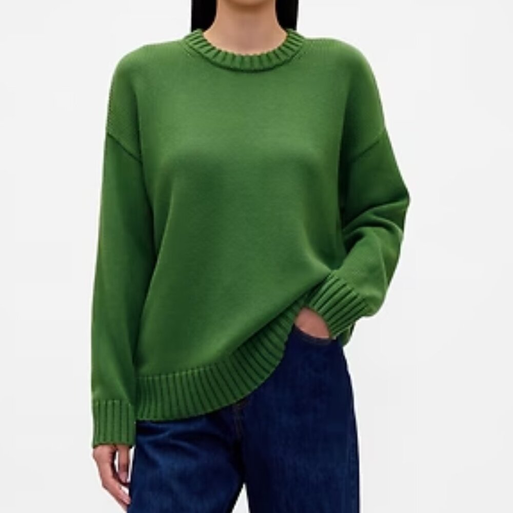 Gap 100% Cotton Oversized Sweater - S - Saratoga green